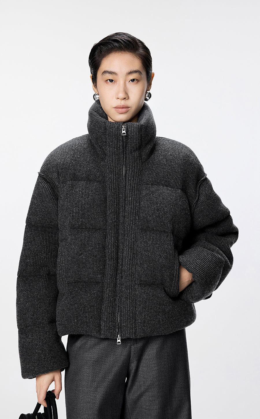 Coat / JNBY Cashmere-Blend Oversized Short Down Puffer