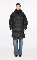 Downcoat / JNBY Irregular Mid-Length Hooded Down Coat