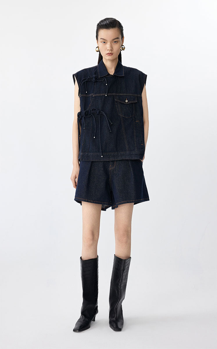 Vest / JNBY Chinese Knot Oversized Denim Vest