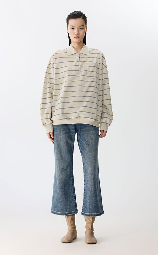 T-shirt / JNBY Striped Cotton Long-Sleeve Polo