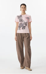 T-shirt / JNBY Playful Cat Graphic Cotton T-Shirt