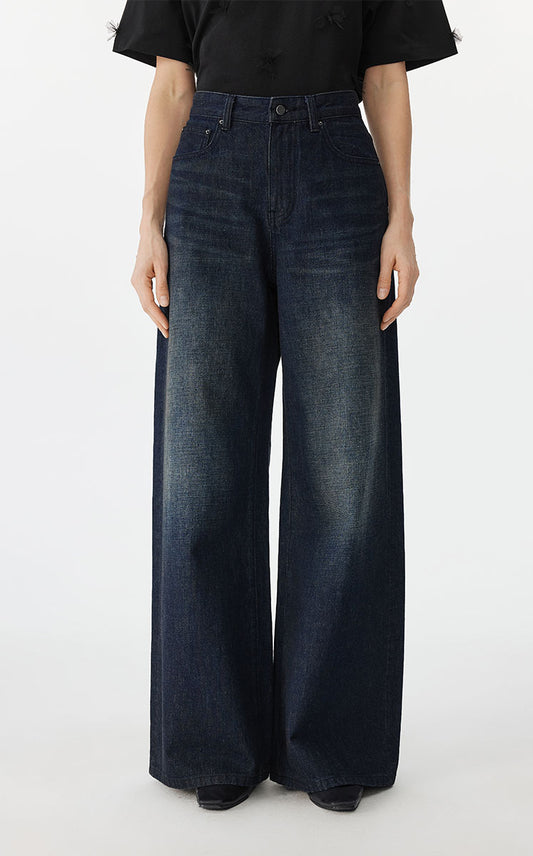 Pants / JNBY Wide-Leg Cuffed Denim Pants