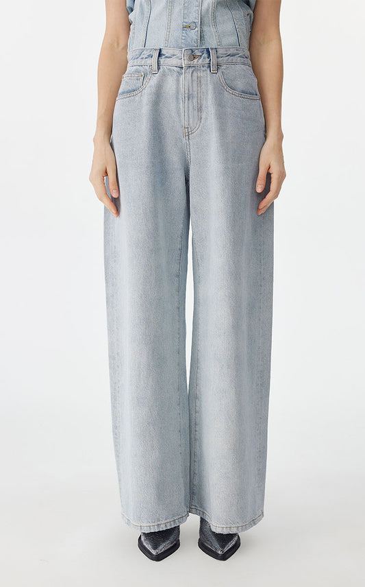 Pants / JNBY Wide-Leg Cuffed Denim Pants