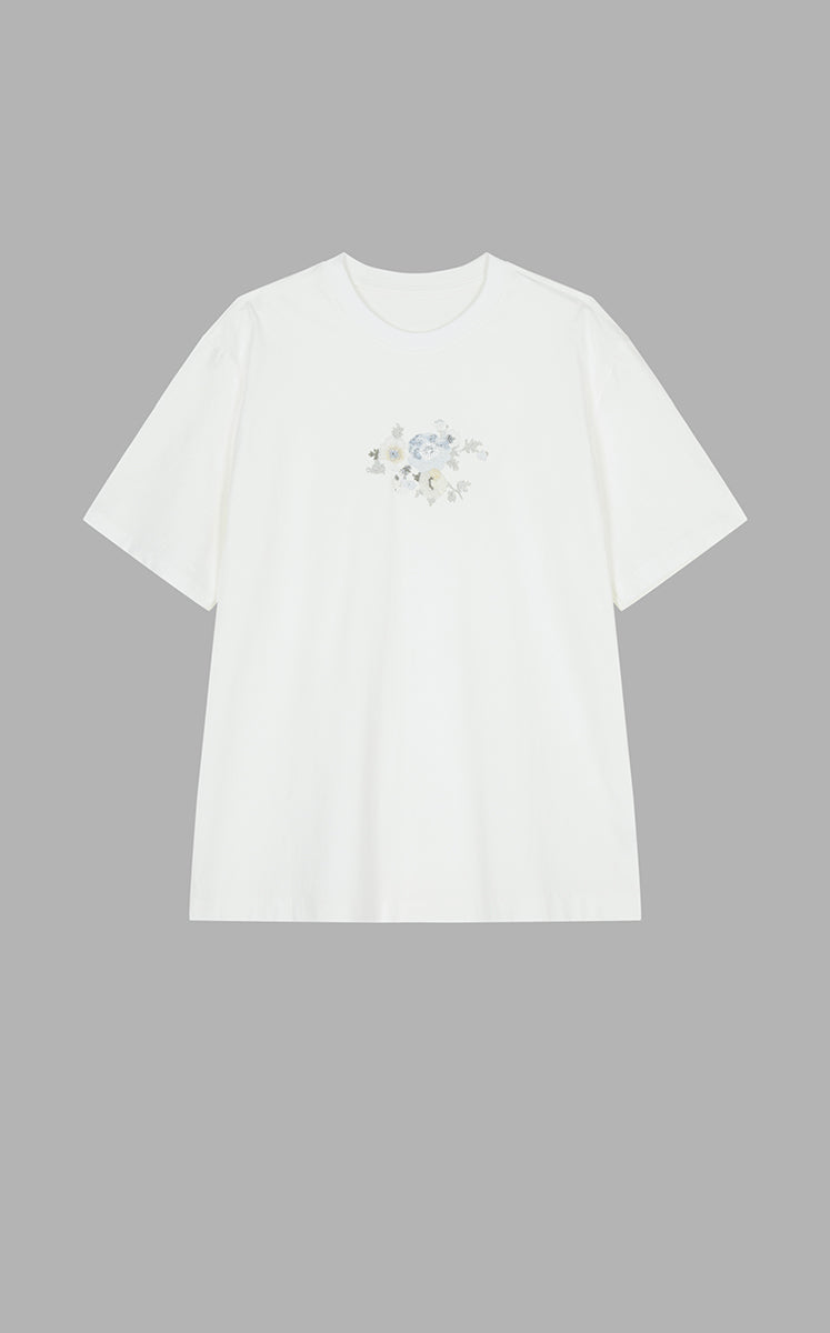 T-Shirt / JNBY Beaded Floral Cotton Tee