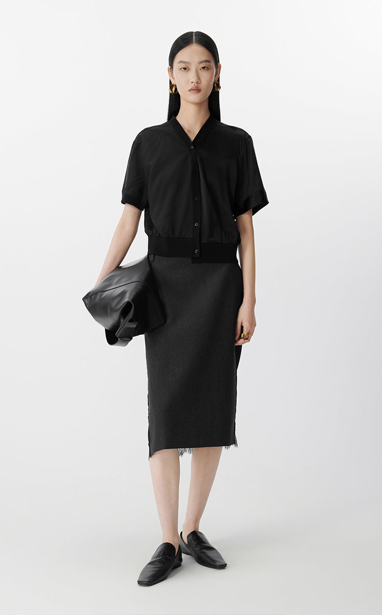 Shirt / JNBY Asymmetric Silk Panel Shirt