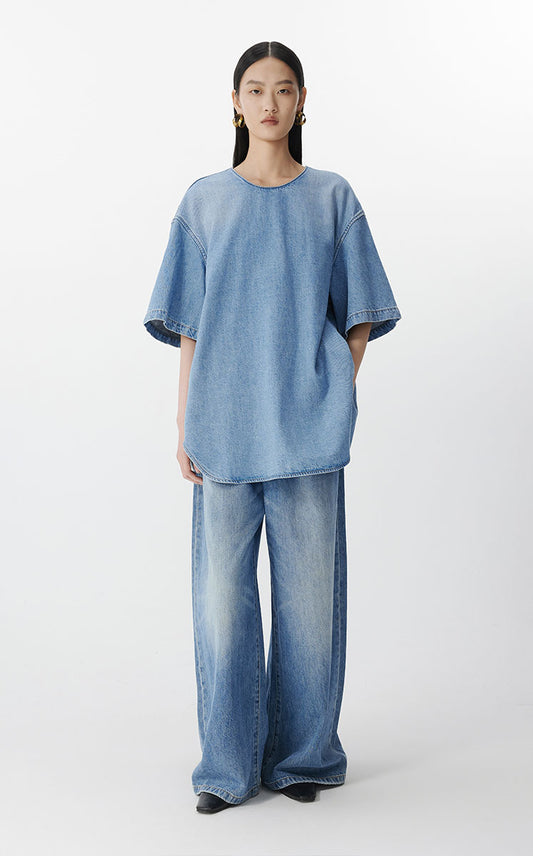 Shirt / JNBY Oversized Cotton Hemp Denim Top