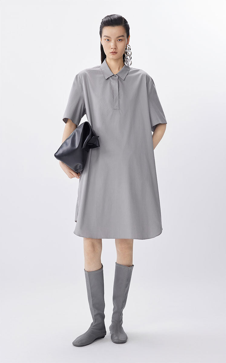 Dress / JNBY A-Line Cotton Short Sleeve Polo Dress