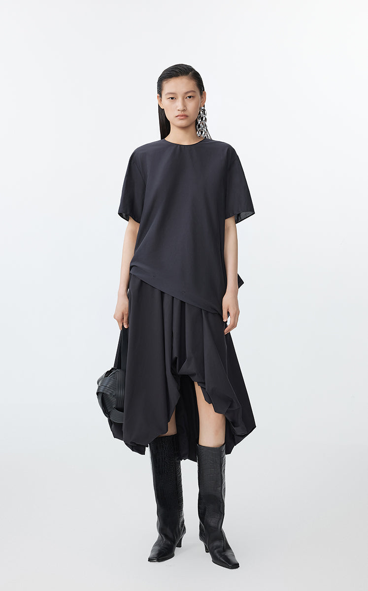 Shirt / JNBY Asymmetrical Cotton-Silk Top