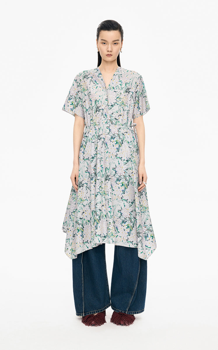 Dress / JNBY Hand-Painted Hydrangea A-Line Dress