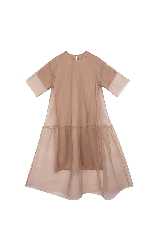 Dress / JNBY Pleated Mesh A-Line Short Sleeve Dress