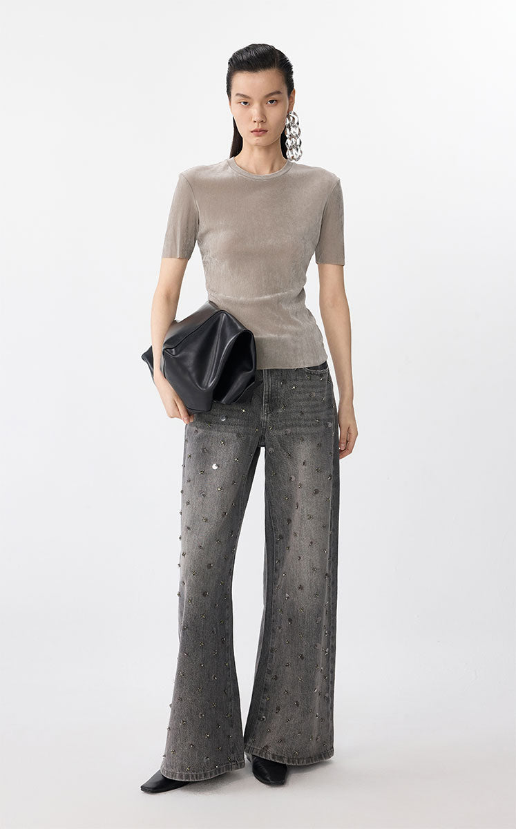 T-Shirt / JNBY Slim Flocked Mesh Tee