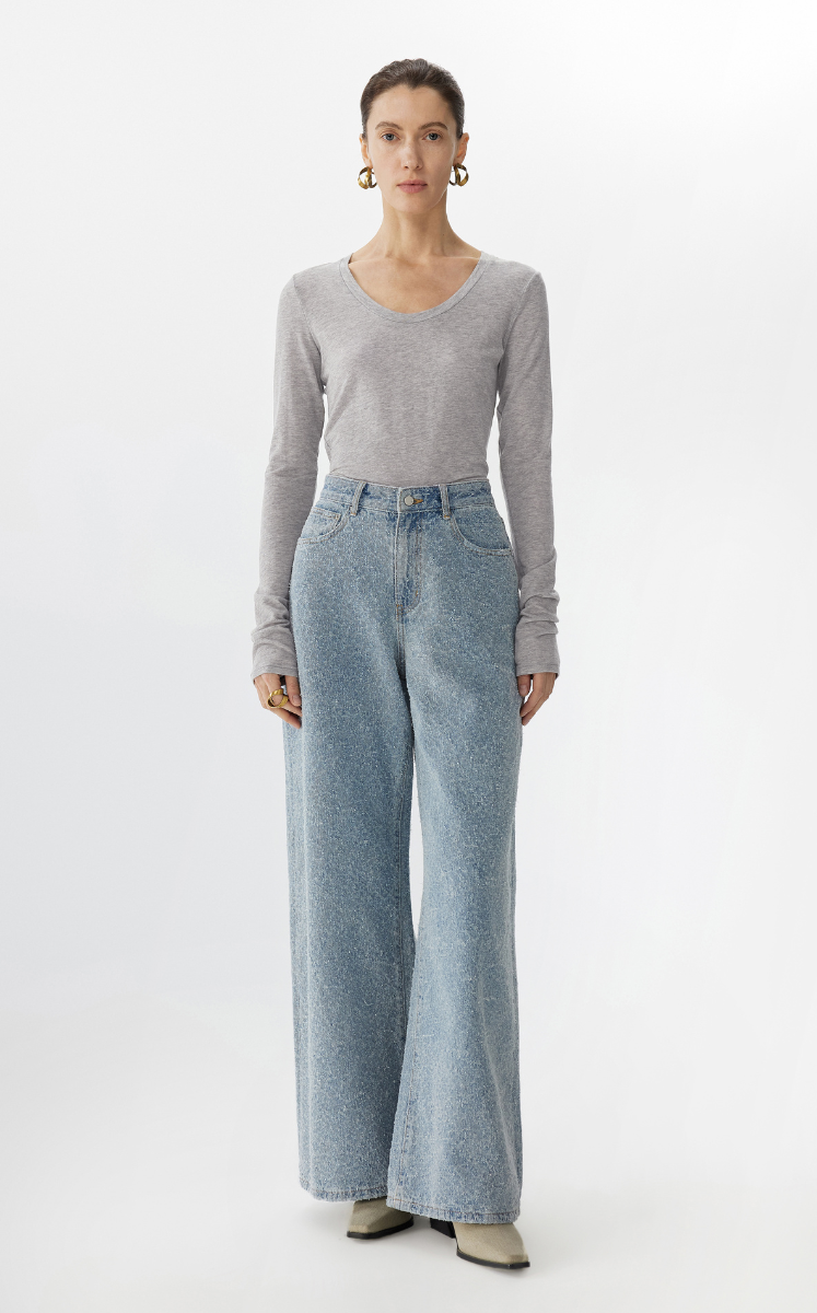 T-shirt / JNBY Tencel-Cashmere Slim Fit Long Sleeve T-Shirt