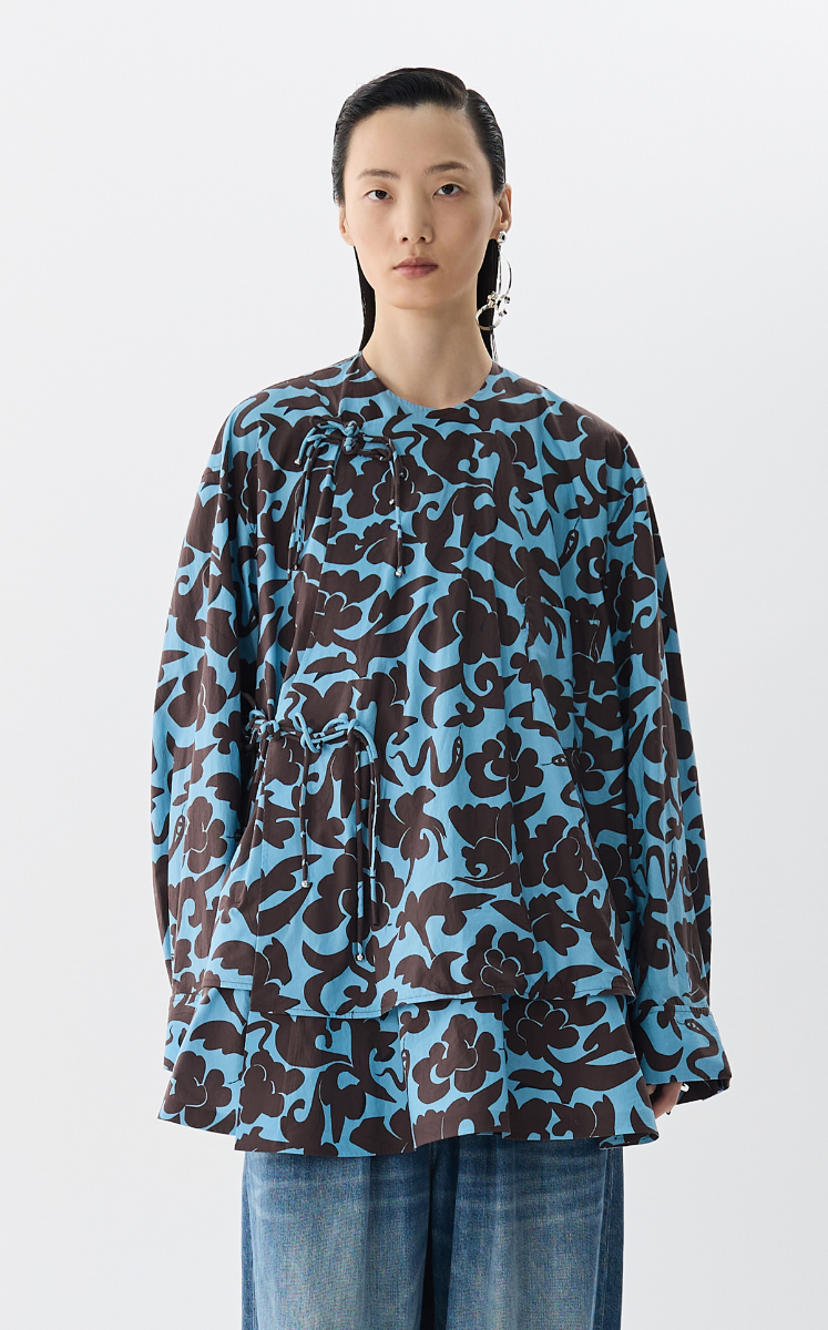 Coat / JNBY Oversized Peony Print Cotton Jacket