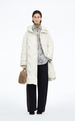 Down Coat / JNBY Wavy Quilted Long Hooded Down Coat