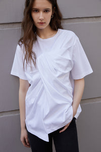 T-shirt / JNBY Bowknot Pleated Short-sleeve Round Neck T-shirt(100% cotton)