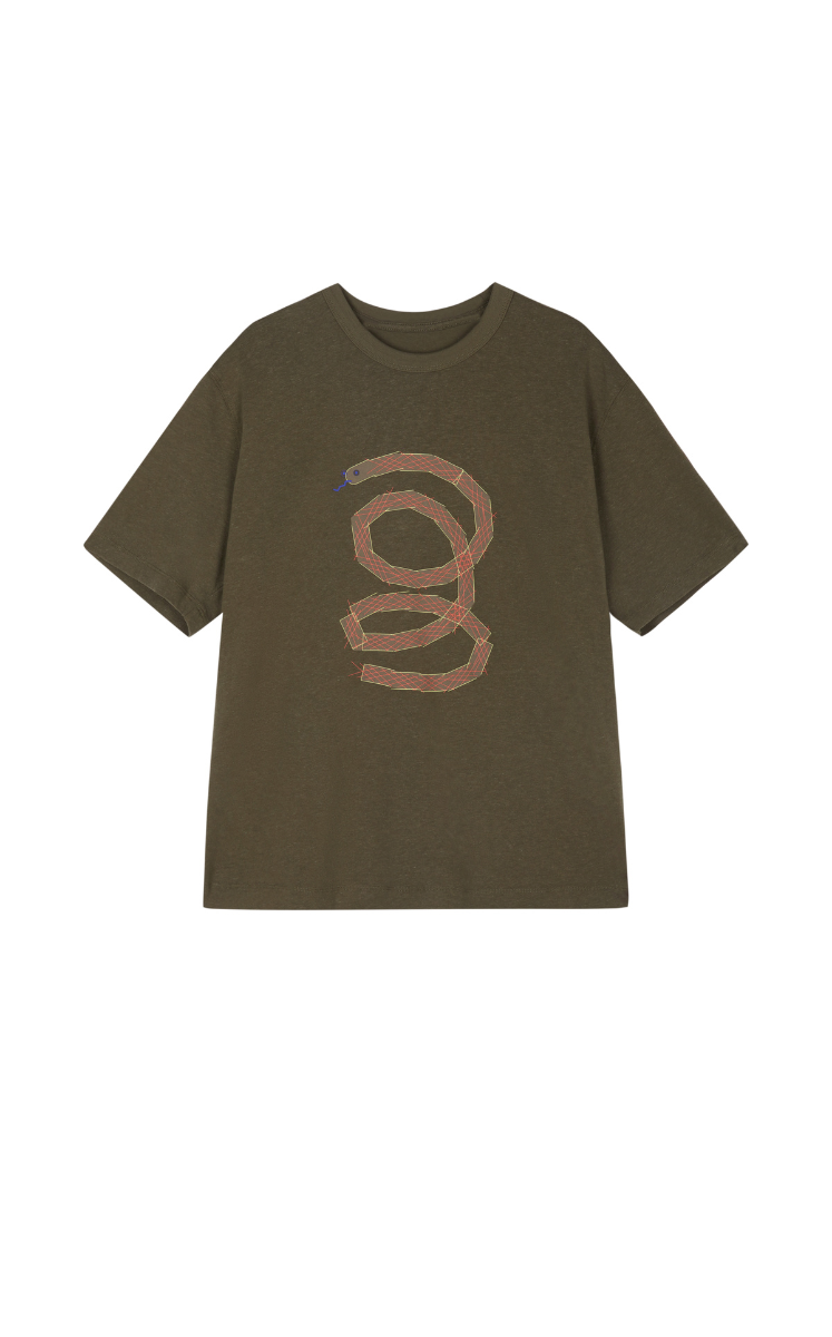 T-shirt / JNBY Cotton-Hemp Relaxed Fit Snake Graphic T-Shirt