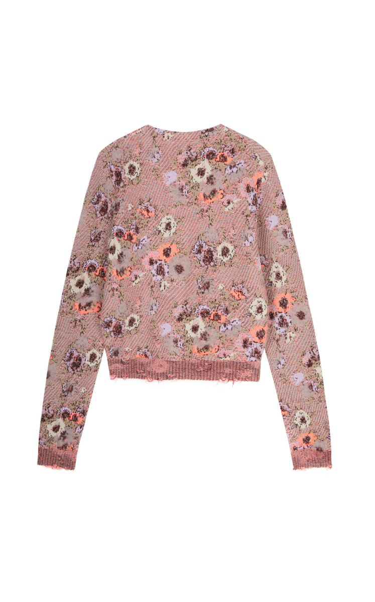 Sweater / JNBY V-Neck Floral Knit Cardigan