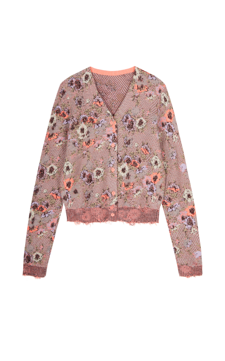 Sweater / JNBY V-Neck Floral Knit Cardigan