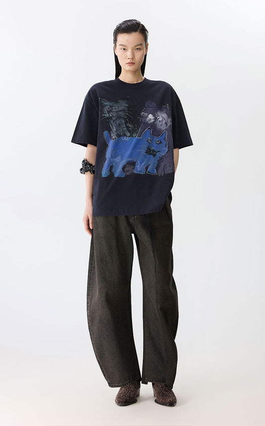 T-shirt / JNBY Oversized Graphic Cotton T-Shirt