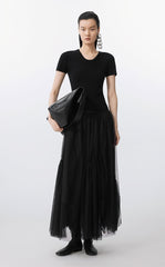Skirt / JNBY Sheer Mesh Ruffle Hem Skirt