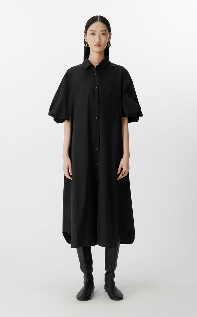 Dress / JNBY Cotton Twill A-Line Short Sleeve Dress