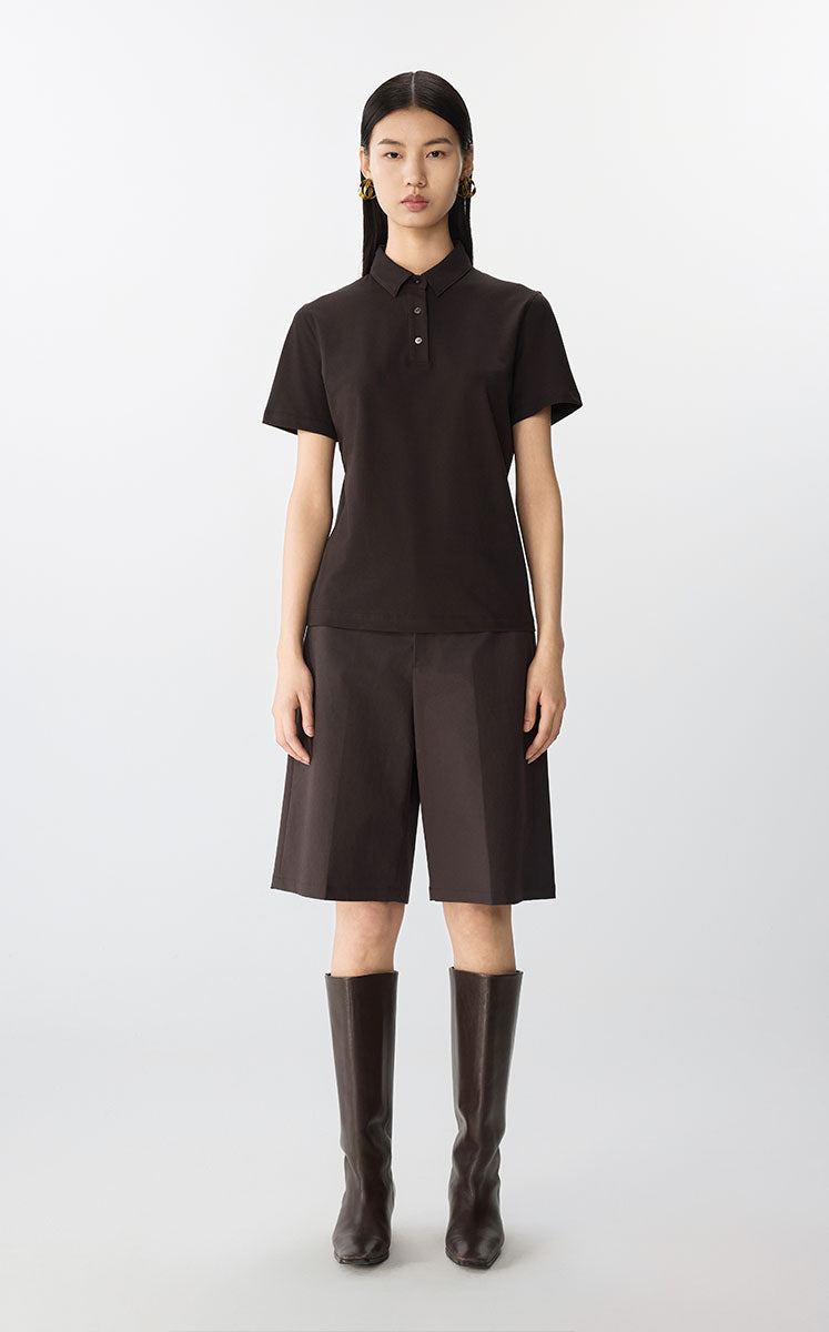Shirt / JNBY Soft Stretch Cotton Short Sleeve Polo