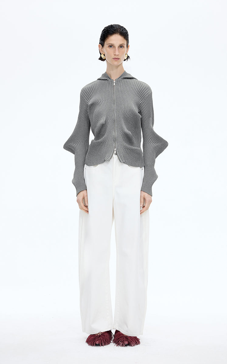 Sweater / JNBY Textured Stretch Longline Hooded Cardigan