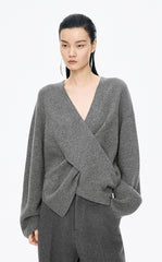 Sweater /(ESG)JNBY Loose Overlap Front Wool Pullover