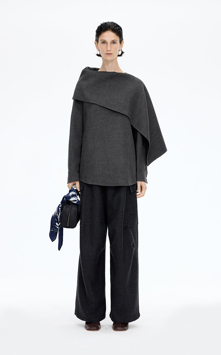 Coat / JNBY Relaxed Wool Silk Blend Jacket