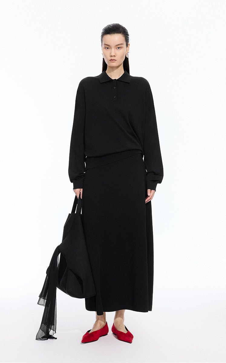 Sweater / JNBY Loose Silk-cotton Long Sleeve Polo