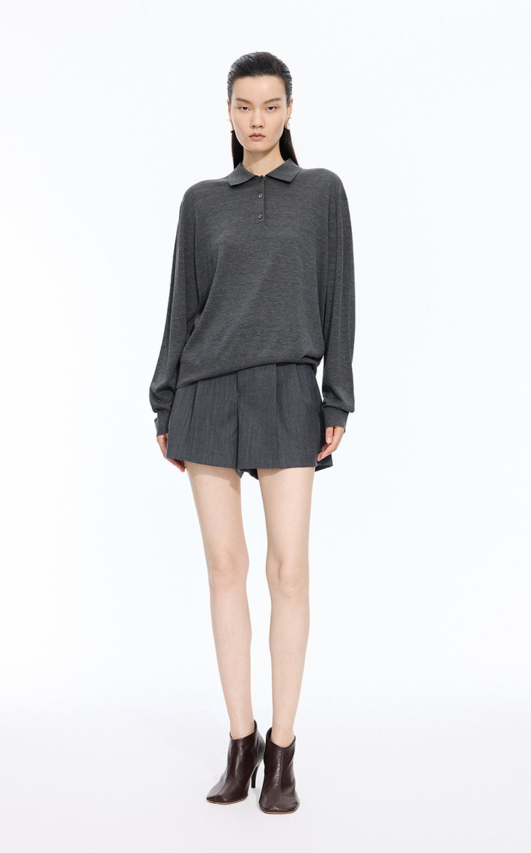 Sweater / JNBY Loose Silk-cotton Long Sleeve Polo