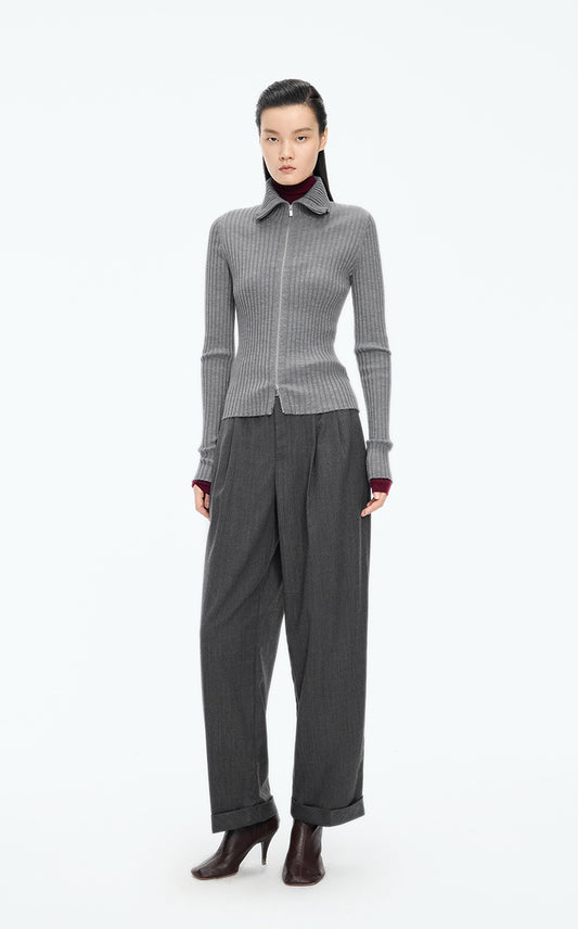 Sweater / JNBY Fitted Wool Blend Cropped Cardigan