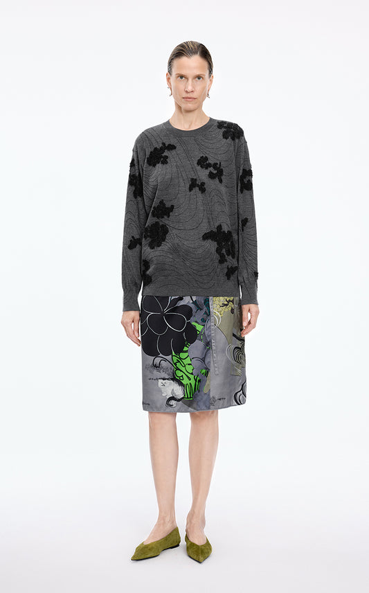 Sweater / JNBY 3D Floral Wool Blend Pullover