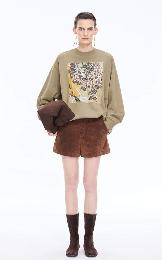 Sweatshirt / JNBY Oriental Print Cotton Pullover