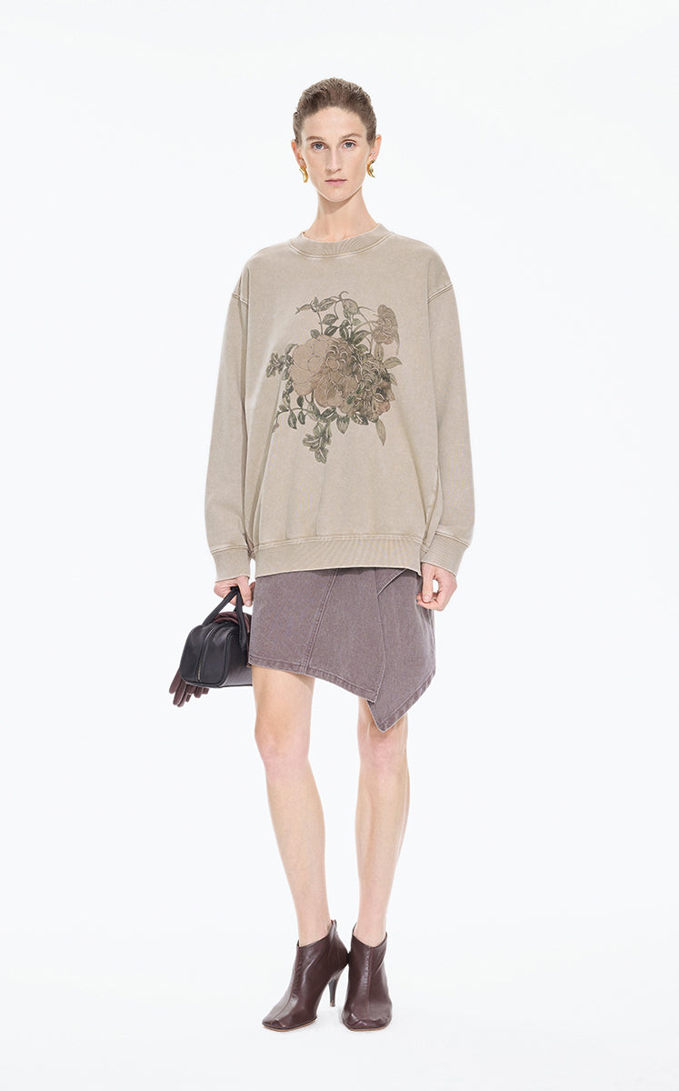 Sweatshirt / JNBY Botanical Print Cotton Pullover