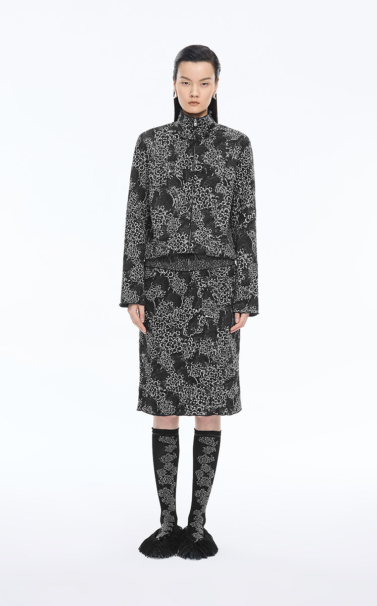 Skirt / JNBY Printed Wool-Blend Midi Skirt