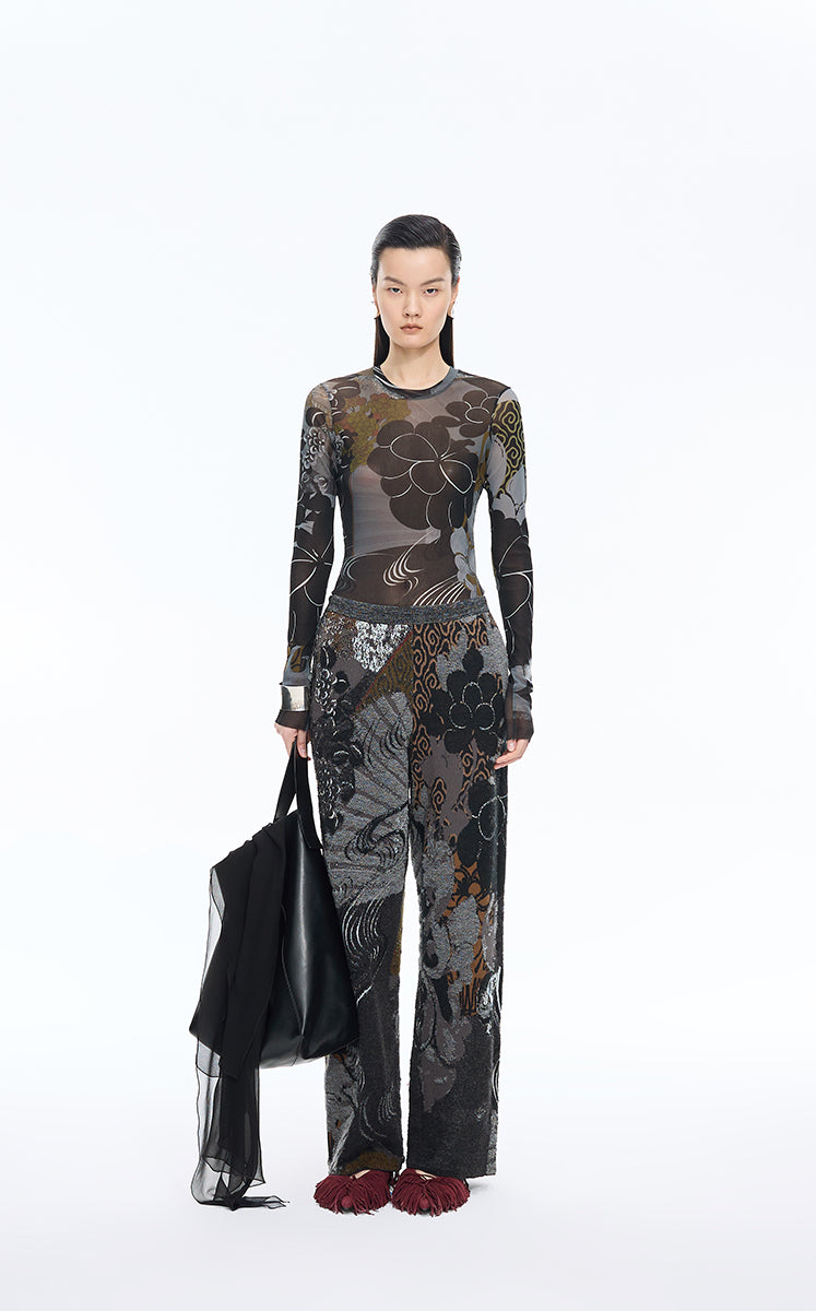 Pants / JNBY Shadow Print Wool Blend Trousers