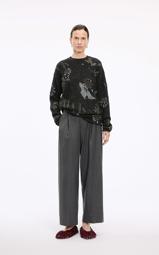 Sweater / JNBY Botanical Motif Mohair Blend Pullover