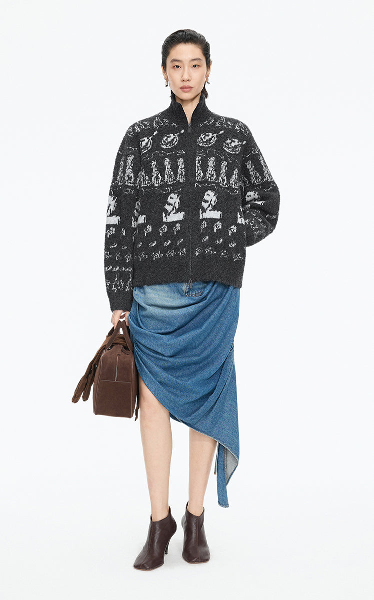 Sweater /(ESG)JNBY Icelandic Pattern Wool Blend Cardigan