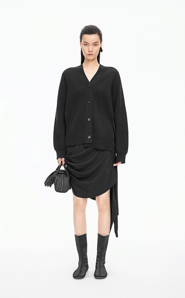 Sweater / JNBY Wool-Silk Longline Open Cardigan