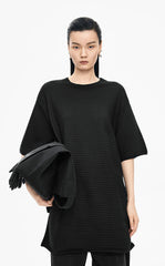 Sweater / JNBY Wool Blend Pintuck Short Sleeve Pullover