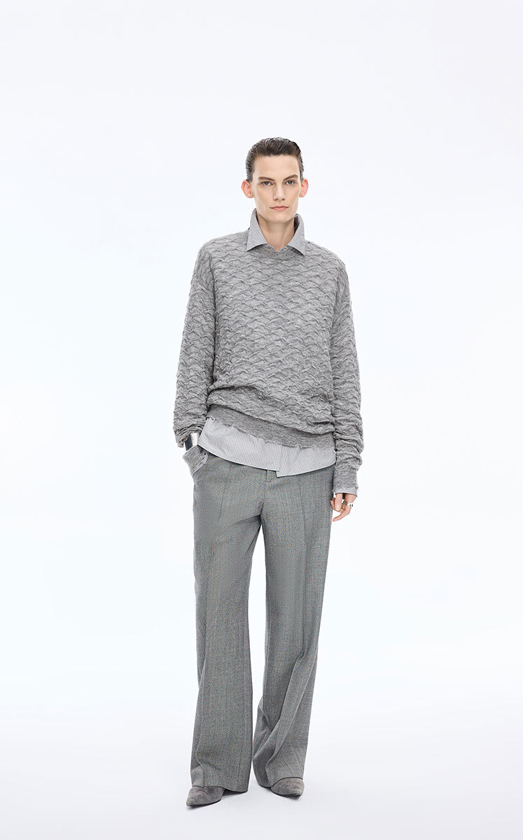 Sweater / JNBY Mohair-Wool Blend Diamond Texture Pullover