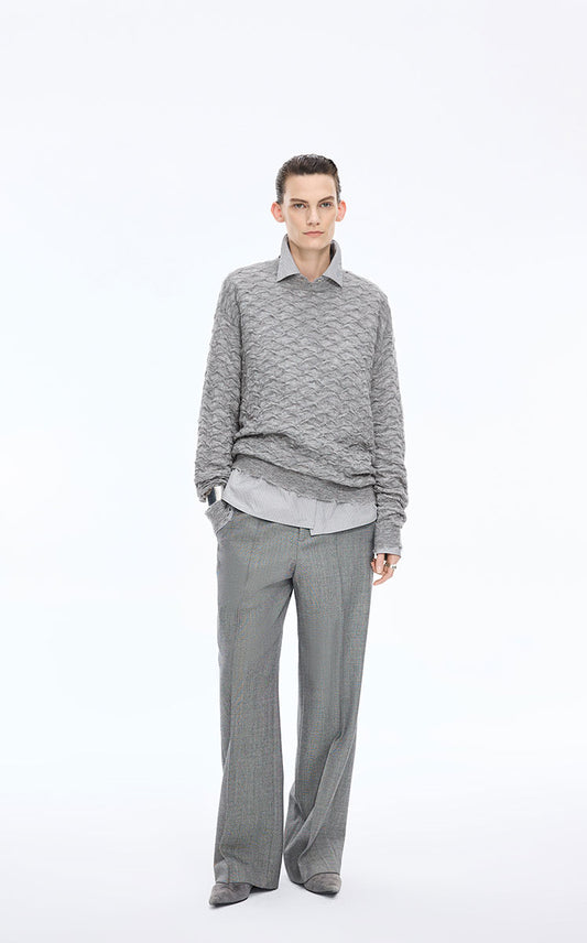 Sweater / JNBY Mohair-Wool Blend Diamond Texture Pullover