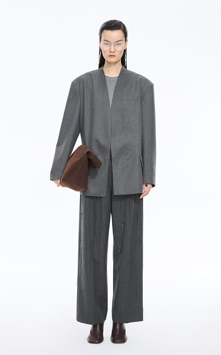 Blazer / JNBY Oversized Wool-Blend Collarless Blazer