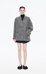 Coat / JNBY Oversize V-Neck Wool-Blend Jacket