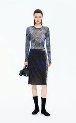 Skirt / JNBY A-Line Plant Flocked Midi Skirt