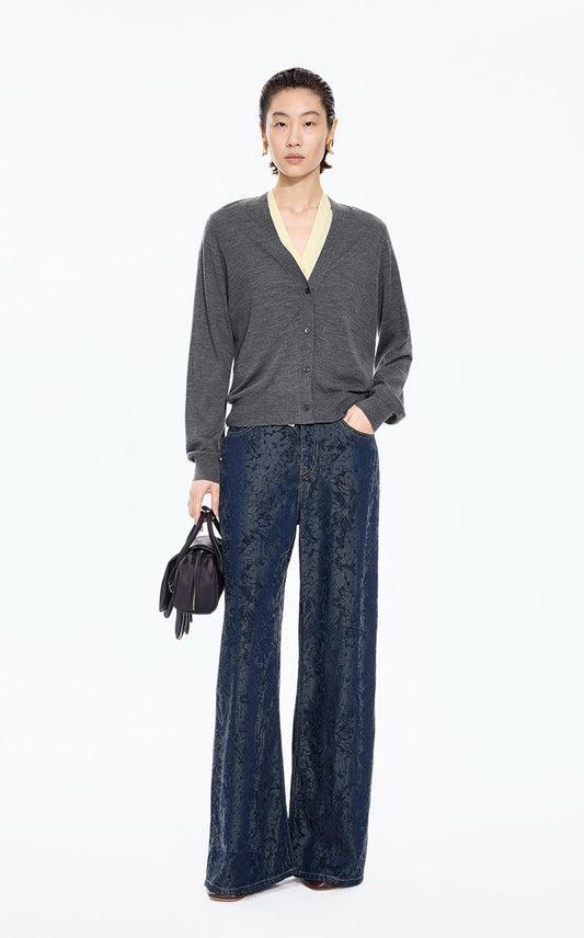 Pants /(ESG)JNBY Hand-Painted Hydrangea Wide-Leg Jeans