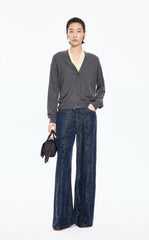 Pants /(ESG)JNBY Hand-Painted Hydrangea Wide-Leg Jeans