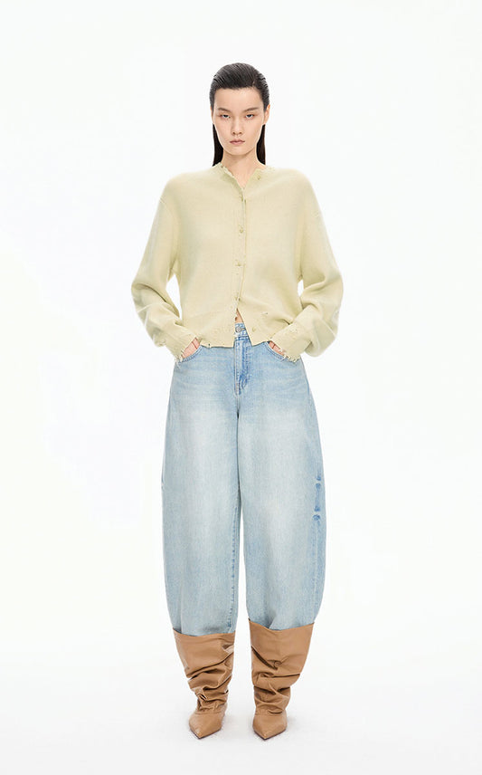 Pants / JNBY Cuffed Tapered Banana Cropped Jeans
