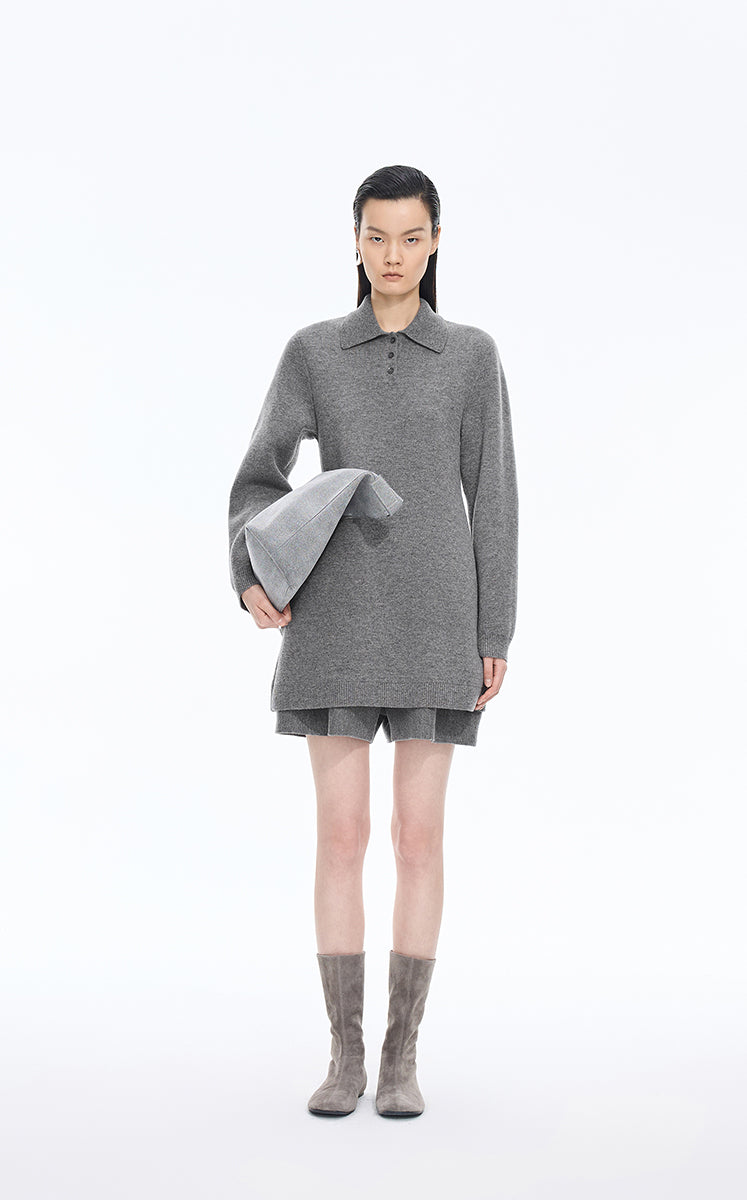 Dress / JNBY Wool-Cashmere Blend Polo Sweater Dress